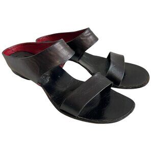 Alternatives sandals black leather slides size 9 39 low block heel